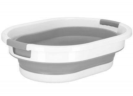 Wasmand | Opvouwbare Wasmand | Ovaal | 39L | Grijs/Wit