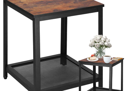 Salontafel | Bijzettafel | Vierkant | 45x45x55 cm | Zwart/Donkerbruin