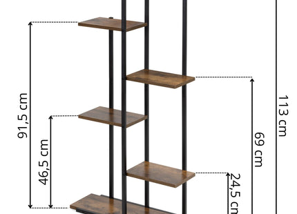 Plantenrek - Plantenstandaard - Bloemenstandaard - Bloementrap - Metaal - 6 - Laags - 60 X 20 X 113 CM