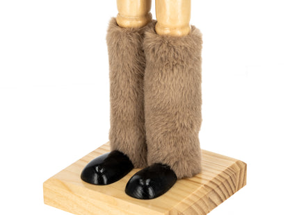 Notenkraker 38 cm – Houten Kerstsoldaat met Trommel – Bruin en Goud – Traditionele Kerstdecoratie met Beweegbare Mond