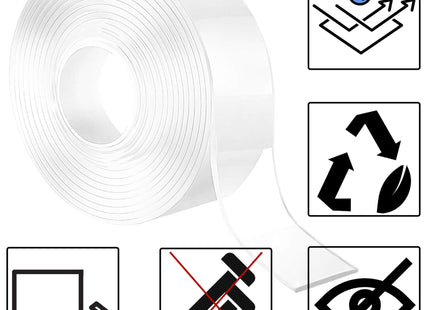 Dubbelzijdig Tape - Nano Tape - Transparant - Herbruikbaar - 5 Meter