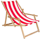 Ligbed | Strandstoel | Ligstoel | Verstelbaar | Arm Leuning | Beukenhout | Geïmpregneerd | Handgemaakt | Rood Wit