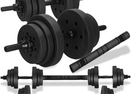 Dumbellset - 20 KG - Halter Verlengstuk - Verstelbaar - Complete Set - Thuis Sporten - Zwart