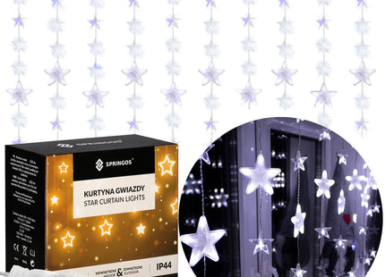 Kerstverlichting Sterrengordijn | Koel Wit/Flitsblauw | 2 m | 180 Led's