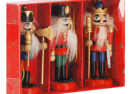 Notenkraker Kerst | Houten Soldaat | Kerstversiering | 3 Stuks | Multicolor | 8 cm