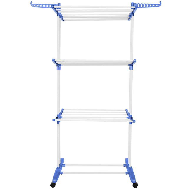 Wasrek - Droogtoren - Droogrek - 4 - Etages - Inklapbaar - Inclusief- Wielen - Draaibaar - 170x75,5x57 cm
