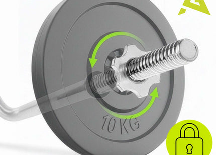 Actiget®  Curlstang | Halterstang | Barbell | Chroomstaal | Verbogen | 120 cm | 25 mm | 2 Klemmen