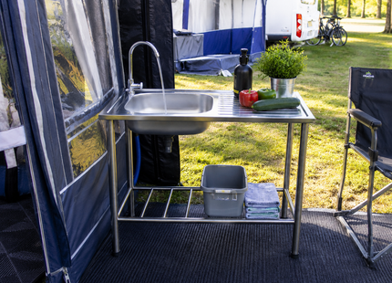 Muntel® Camping Tafel Met Gootsteen - Kraan en Wasbak– RVS - 100 x 50 x 77 cm