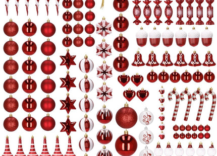 Kerstballen | 153 Stuks | Rood/Wit