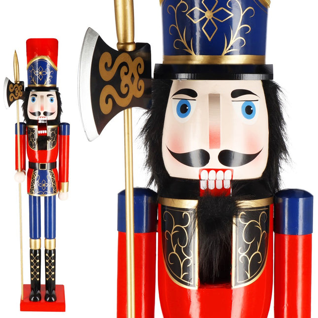 Notenkraker Kerst | Houten Soldaat | Kerstversiering | Rood/Blauw/Zwart/Goud | 152 cm