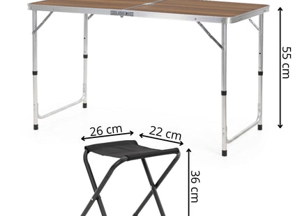 Picknick Tafel Met Bankjes - Campingtafel - Campingset - Biertafel - Horeca -Tafel - Stoelen - Opvouwbaar - Zwart -  120 x 60 x 55 cm