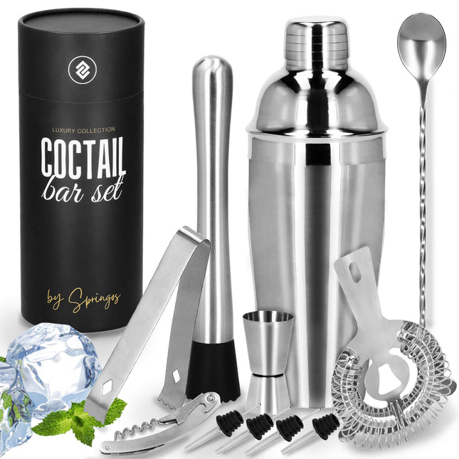 Cocktail Set | 11-Delige Cocktail Shaker Set | Bartenderset |  RVS | Zilverkleurig | 750 Ml