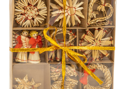 Kerstboomversiering | 27 Stuks | Stro | Bruin