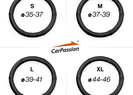 CarPassion Stuurhoes - Steering Cover - Leer - Ø 44-46 CM