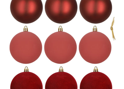 Kerstballen | 9 Stuks | 8,5 cm | Rood