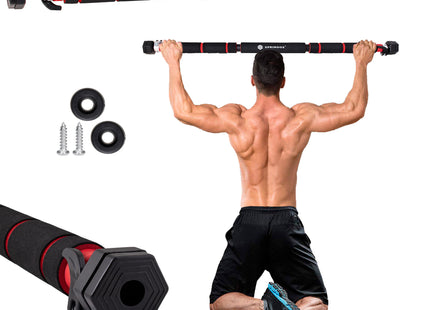 Pull Up Bar - Optrekstang - Staal - Zilver - Rood - Zwart -  80-130 CM - 300KG