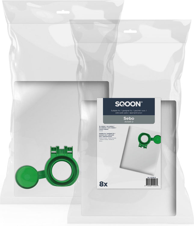 SQOON® Stofzuigerzakken  8 Stuks Geschikt voor SEBO Airbelt D - Gelijk aan model: 8120ER - High Filtration voor optimale stofopname