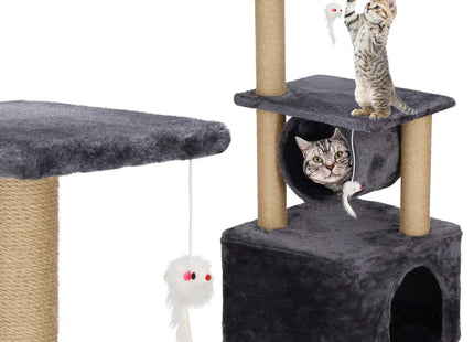 Krabpaal - 3 Etages - Voor Katten - Toren - Meubelbescherming - 31 x 31 x 62 cm - Grijs/ Beige