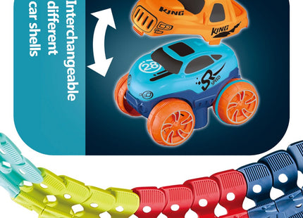 Racebaan - LED Verlichte Raceauto - 184 Delen - Multicolor