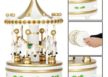 Draaimolen | Muziekdoosje | Carrousel | Goud/Wit