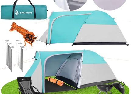 Koepeltent | Kampeertent | Tent | Waterdicht | 3 Persoons | Grijs / Zwart / Zee | 310 x 175 x 130 cm
