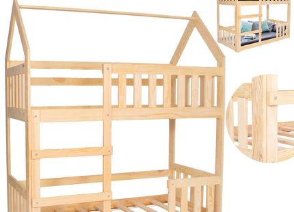 Kinderbed - Stapelbed - Veiligheid - Grenenhout - Trap -  Tot 100 Kg - Lichtbruin - 164 x87x184 cm
