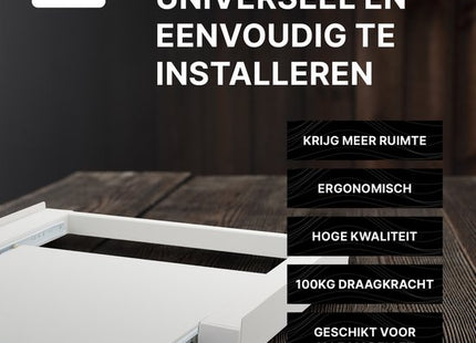 Muntel® Tussenstuk Wasmachine Droger - Stapelkit Wasmachine Droger - Universeel - Uitschuifbare werkblad - Wit
