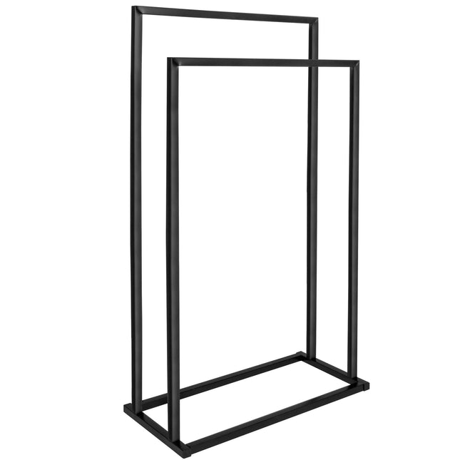 Handdoekrek | Metaal/Bamboe | Staand | Zwart