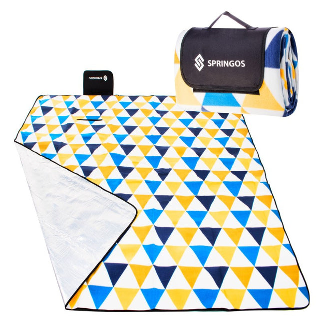 Picknickkleed | Picknickdeken | Buitenkleed | Picknick | 200 x 200 cm | Geel/Blauw/Wit