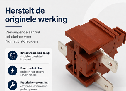 SQOON® Schakelaar geschikt voor Numatic HVR / NVR – Vervangende aan/uit schakelaar voor Numatic stofzuigers