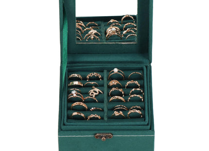 Sieradendoos -Juwelendoos - Sieradenopberger - Spiegel - Groen - 12,2X12,2X12,2 CM