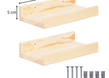 Wandplank - Boekenplank - Ophangbaar - Kruidenplank- Naturel - Grenenhout - 10 Kg - 30 cm - 2 Stuks
