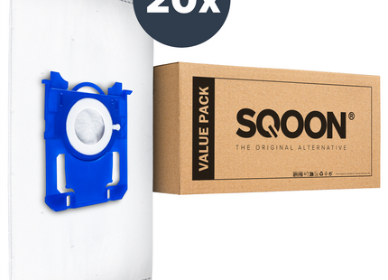 SQOON® Stofzuigerzakken Geschikt voor AEG VX6 / VX7, Philips & Electrolux Standard Bag 3-D – Met Vernieuwde Aansluiting - 20 stuks