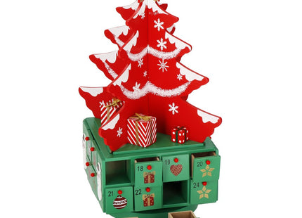 Adventskalender | 24 lades | Hout | Kerstboom