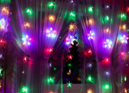 Kerstverlichting Sterrengordijn | Multicolor/Flits Koel Wit | 2 m | 180 Led's