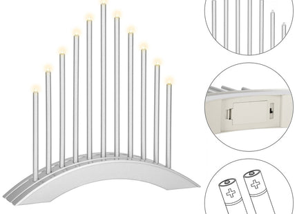 LED Kaarsenbrug | Batterijen | Zilver | Warm Wit