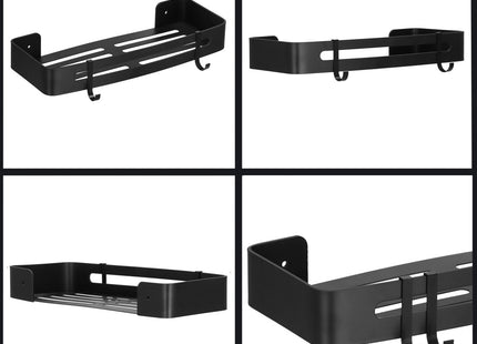 Doucherek | Badkamer Plank | Doucheplank | Aluminium | 32.5 cm | Zwart