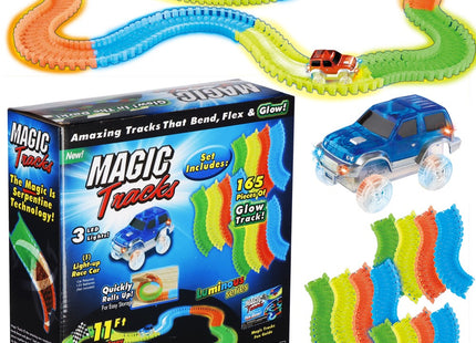 Racebaan - LED Verlichte Raceauto - 220 Delen - Glow In The Dark