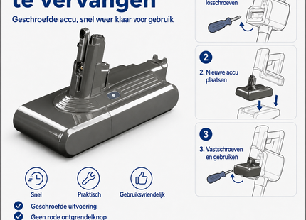 SQOON® Accu geschikt voor Dyson V11 – 25.2V 4.0Ah Li-ion vervangingsaccu