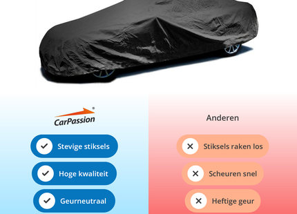 CarPassion Classic Autohoes - Beschermhoes - Waterdicht &amp; Vorstbestendig - Maat M - Zwart - 385 x 137 x 150 cm