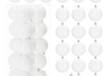 Kerstballen | 20 Stuks | 8 cm | Wit