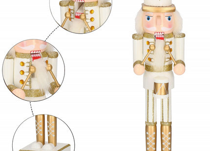 Notenkraker Kerst | 38 cm | Wit/Goud