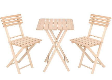 Tuinset | Tuintafel | Tuinstoelen | 3-delig | Opvouwbaar | Naturel
