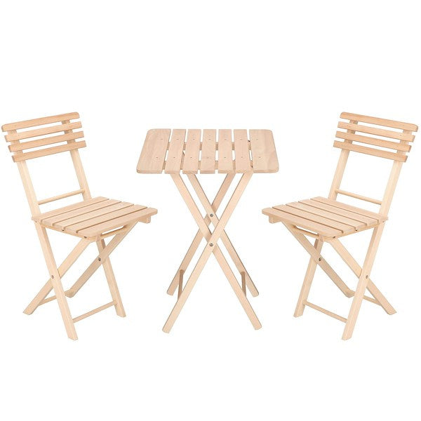 Tuinset | Tuintafel | Tuinstoelen | 3-delig | Opvouwbaar | Naturel