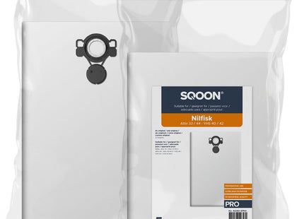 SQOON®  Stofzuigerzakken PRO Geschikt voor Nilfisk Attix 33 / 44, VHS 40 / 42 & Makita VC4210 - 5 Stuks