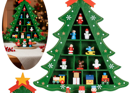 Kerstfiguur - Kerstboom - Kerstversiering - Hout - 28 cm