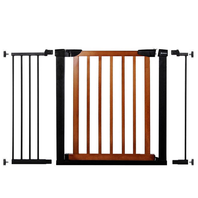 Traphekje | 111 - 117 cm | Traphek | Veiligheidshekje | Metaal | Hout | Zwart/Bruin
