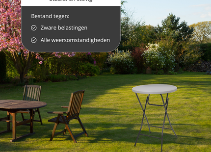 Statafel - Horeca Kwaliteit - Inklapbaar - Met vergrendeling - Extra Stevig - Wit - Ø 80x110cm