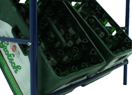 Krattenrek - Krattenrek - Drankkratten - Opbergrek - Universeel - Stevig - Staal - 6 Kratten - 14 x 73 x 116 cm - Blauw