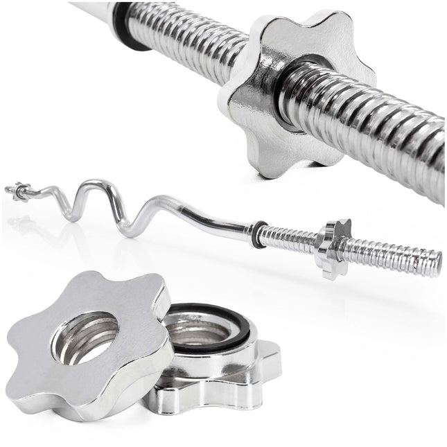 Actiget®  Curlstang | Halterstang | Barbell | Chroomstaal | Verbogen | 120 cm | 25 mm | 2 Klemmen